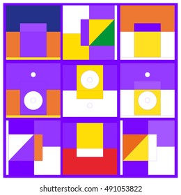 Vector illustration fractal block and circle. Material design template and background for poster and publication