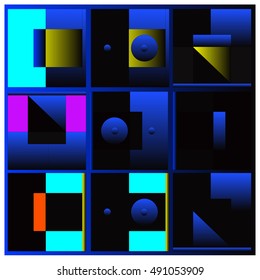 Vector illustration fractal block and circle. Material design template and background for poster and publication