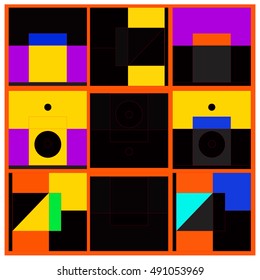 Vector illustration fractal block and circle. Material design template and background for poster and publication