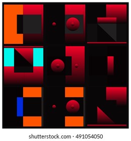 Vector illustration fractal block and circle. Material design template and background for poster and publication
