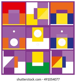 Vector illustration fractal block and circle. Material design template and background for poster and publication