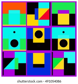 Vector illustration fractal block and circle. Material design template and background for poster and publication