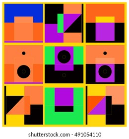 Vector illustration fractal block and circle. Material design template and background for poster and publication