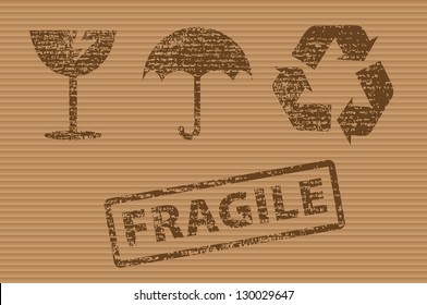 Vector illustration of fragile cardboard box background.