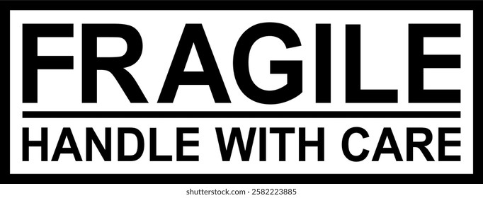 Vector Illustration of 'FRAGILE HANDLE WITH CARE' Label – Isolated Sticker Design for Shipping Packages