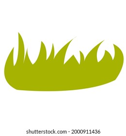 Vector illustration of fragment of a green grass in cartoon flat childish style isolated on a white background