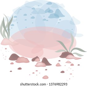 vector illustration of a fragment of the seabed. Made in watercolor technique in cartoon style