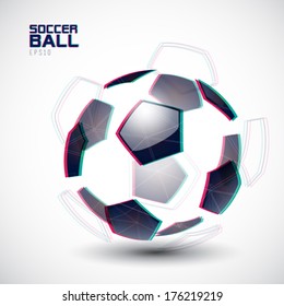 Vector illustration of a fragmented soccer ball