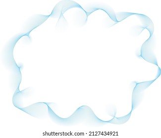 vector illustration of frame with abstract blue waves lines on white background