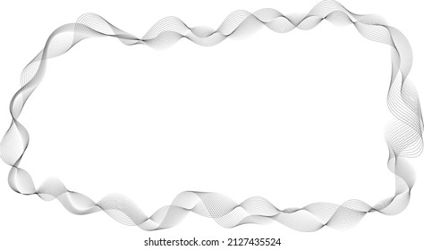 vector illustration of frame with abstract gray colored waves lines on white background