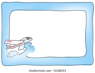 Vector illustration of frame with airplane