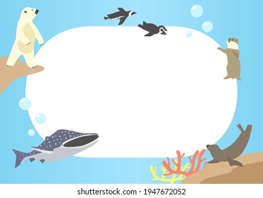 Vector illustration frame of aquatic animals