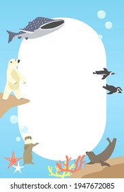 Vector illustration frame of aquatic animals