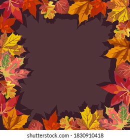 Vector illustration of frame with autumn leafs