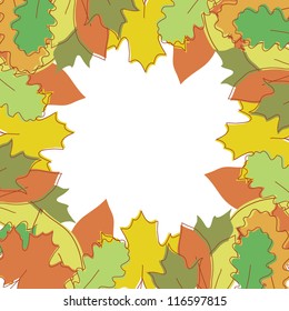 Vector illustration of a frame of autumn leaves