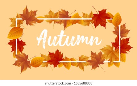 Vector illustration frame from autumn leaves