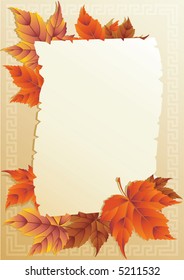 Vector illustration - frame from autumn leaves