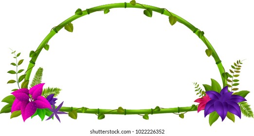 vector illustration of frame of bamboo and flower
