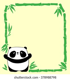 vector illustration frame bamboo panda.