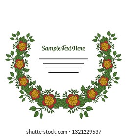 Vector illustration frame beautiful green leaves for write your text hand drawn