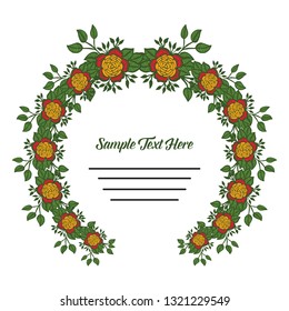 Vector illustration frame beautiful green leaves for write your text hand drawn