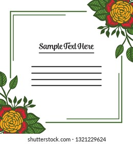 Vector illustration frame beautiful green leaves for write your text hand drawn