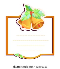 Ilustración vectorial del marco con campanas con mistletoe