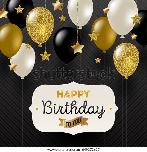 Vector Illustration Frame Birthday Greeting Golden Stock Vector ...