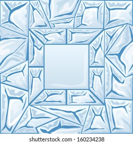 Vector illustration of frame with blue ice seamless pattern