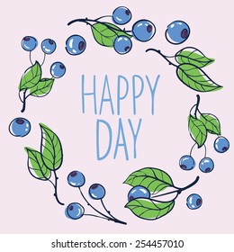 vector illustration a frame of blueberries with text inside