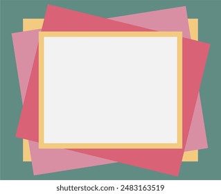 Vektorillustration Rahmen oder Rahmen von bunten Rechtecken. Leerer Platz. Grün, Rosa, Gelb. Leerer Platz für Text oder Bild. Weißes Rechteck in der Mitte.