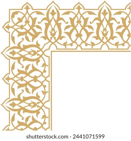 Vector illustration for frame, border, corner design template. Elements in eastern style. Floral border. Arabic ornament. Suitable for use as borders on frames, invitations, calligraphy, certificates.