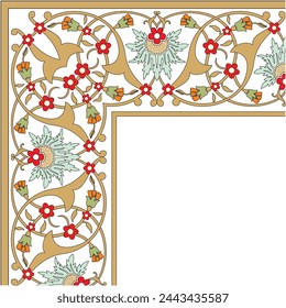 Vector illustration for frame border, corner design template. Elements in eastern style. Floral border. Arabic ornament. Suitable for use as borders on frames, invitations, calligraphy, certificates.