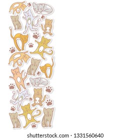 Vector Illustration frame from cats on white background. Good for card, poster, banner, invitation, postcard, icon. EPS 10