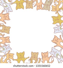 Vector Illustration frame from cats on white background. Good for card, poster, banner, invitation, postcard, icon. EPS 10