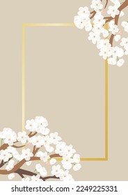 Ilustración vectorial marco de ramas de flores de cerezo