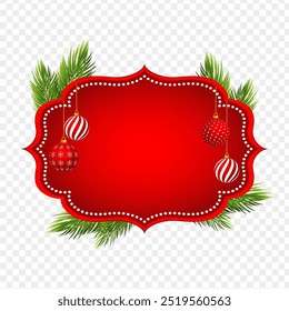 Vector illustration of frame with Christmas elements on transparent background