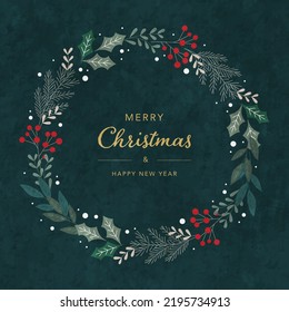 Vector illustration frame of Christmas wreath.