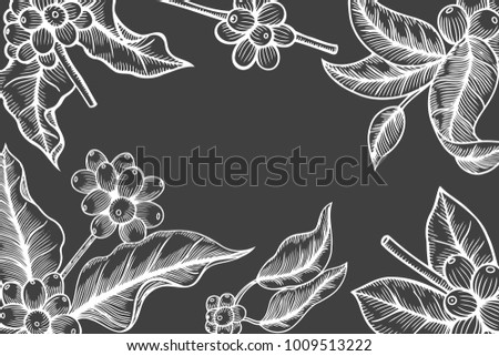 Vector illustration frame with coffee products. Handmade organic food. Vintage elements for design.