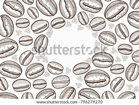 Vector illustration frame with coffee products. Handmade organic food. Vintage elements for design.