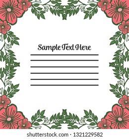 Vector illustration frame colorful leaves for write your text hand drawn