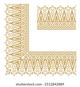 Vector illustration of frame corner and edge border elements. Decorative sketch for design cards, invitations, certificates, covers, calligraphy. Elements in batik style.