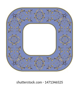 Vector illustration frame decoration as decoration element blue color and gold ornament