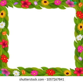 vector illustration of frame design with colorful flowers