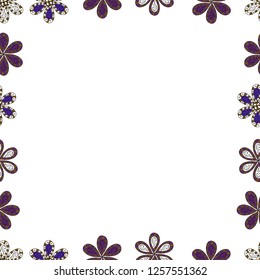 Vector illustration. Frame doodle. Element template. Seamless. Picture in white, brown and purple colors.