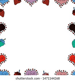 Vector illustration. Frame doodle. Picture in white, red and black colors. Element template. Seamless.