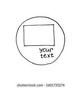 Vector illustration of frame in doodle style. Drawn by hand, black outline isolated on a white background. to create creative designs, design photos, photo albums, social networks.