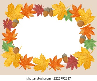 Vector illustration frame of fallen leaves