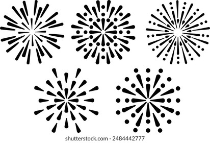 Vector illustration frame of fireworks with different patterns