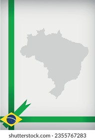 Vector illustration frame with flag and contour elements of Brazil